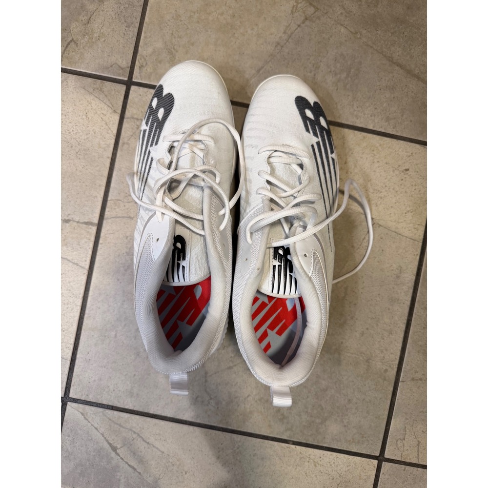 New Balance PL4040W6 Mens White Black Baseball Cleats Size 14 D Low Top Molded